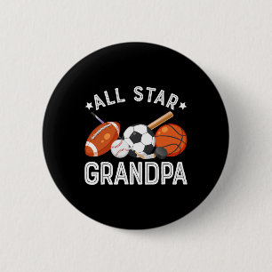 All Star Grandpa Of The Birthday Boy Sketll Soccer 6 Cm Round Badge