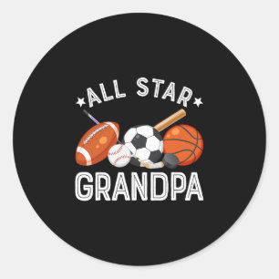 All Star Grandpa Of The Birthday Boy Sketll Soccer Classic Round Sticker