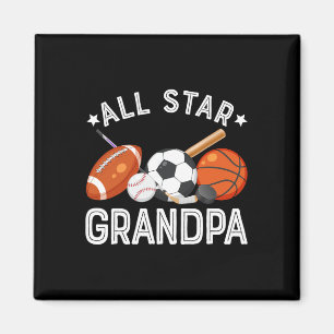 All Star Grandpa Of The Birthday Boy Sketll Soccer Magnet