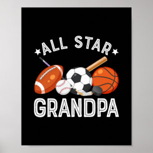 All Star Grandpa Of The Birthday Boy Sketll Soccer Poster