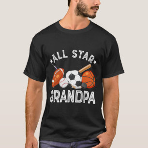 All Star Grandpa Of The Birthday Boy Sketll Soccer T-Shirt