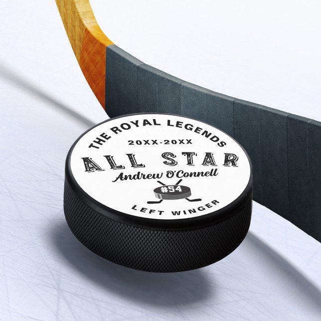 All-Star Hockey League Player Name Number Position Hockey Puck (All-Star Hockey League Player Name Number Position Hockey Puck)