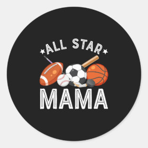 All Star Mama Of The Birthday Boy Sketll Soccer Sp Classic Round Sticker