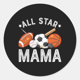 All Star Mama Of The Birthday Boy Sketll Soccer Sp Classic Round Sticker