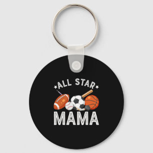 All Star Mama Of The Birthday Boy Sketll Soccer Sp Key Ring