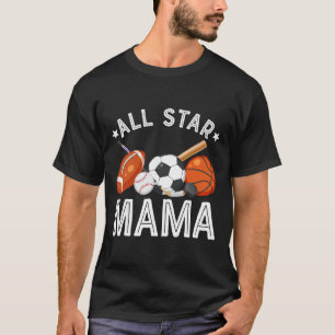 All Star Mama Of The Birthday Boy Sketll Soccer Sp T-Shirt