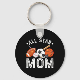 All Star Mom Of The Birthday Boy Sketll Soccer Spo Key Ring