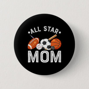 All Star Mum Of The Birthday Boy Sketll Soccer Spo 6 Cm Round Badge