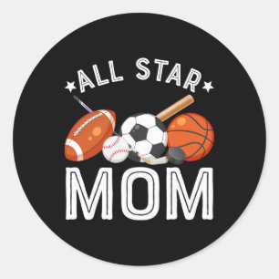 All Star Mum Of The Birthday Boy Sketll Soccer Spo Classic Round Sticker