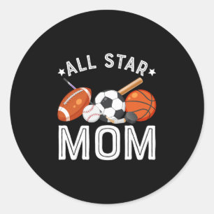 All Star Mum Of The Birthday Boy Sketll Soccer Spo Classic Round Sticker