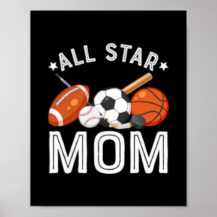 All Star Mum Of The Birthday Boy Sketll Soccer Spo Poster