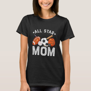 All Star Mum Of The Birthday Boy Sketll Soccer Spo T-Shirt