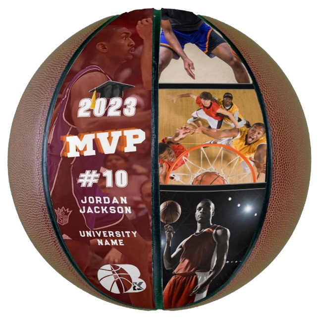 All Star MVP Player Team Logo Collage Graduation Basketball (Vertical)