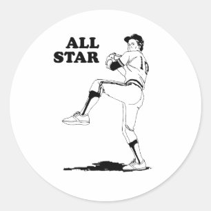 All Star Pitcher Classic Round Sticker