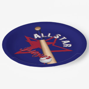 All-Star Player,Ball Players-Blue Paper Plates