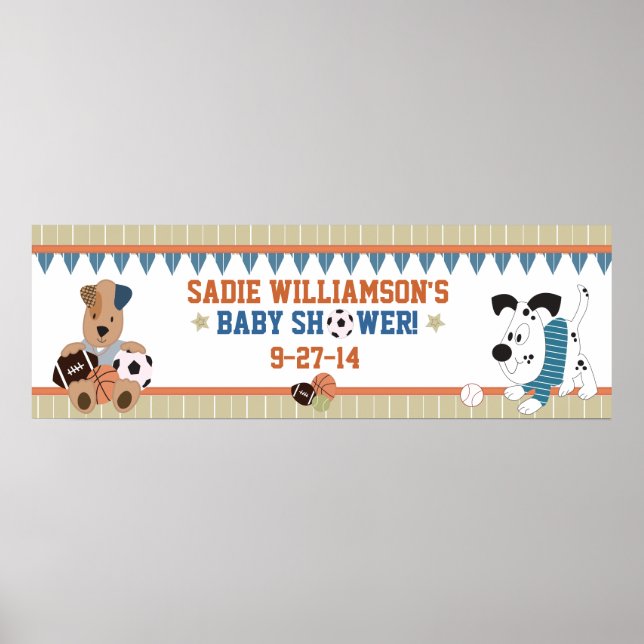 All-Star Puppies Baby Shower Banner Poster (Front)