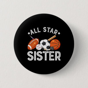 All Star Sister Of The Birthday Boy Sketll Soccer 6 Cm Round Badge