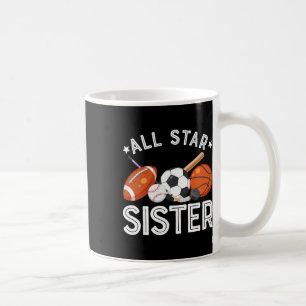 All Star Sister Of The Birthday Boy Sketll Soccer Coffee Mug