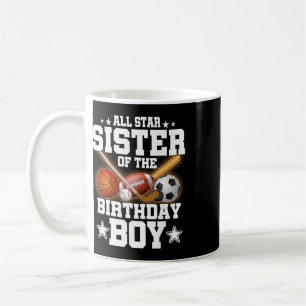 All Star Sister Of The Birthday Boy Sketll Soccer Coffee Mug