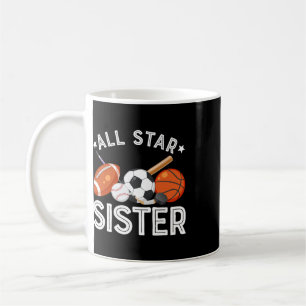 All Star Sister Of The Birthday Boy Sketll Soccer Coffee Mug