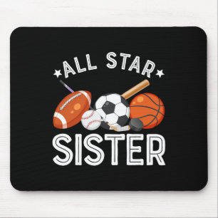 All Star Sister Of The Birthday Boy Sketll Soccer Mouse Pad