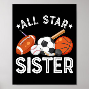 All Star Sister Of The Birthday Boy Sketll Soccer Poster