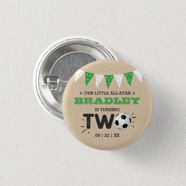 All-star Soccer Ball 2nd Birthday Party 3 Cm Round Badge (Front & Back)