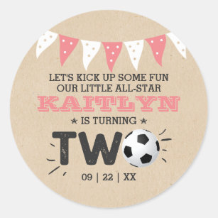 All-star Soccer Ball 2nd Birthday Party Favour Classic Round Sticker
