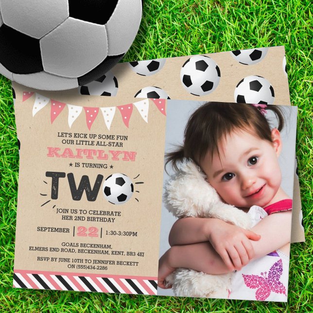 All-star Soccer Ball 2nd Birthday Photo Invitation (Creator Uploaded)