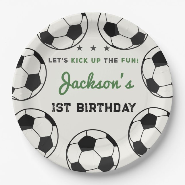 All-star Soccer Ball Birthday Party Paper Plate (Front)