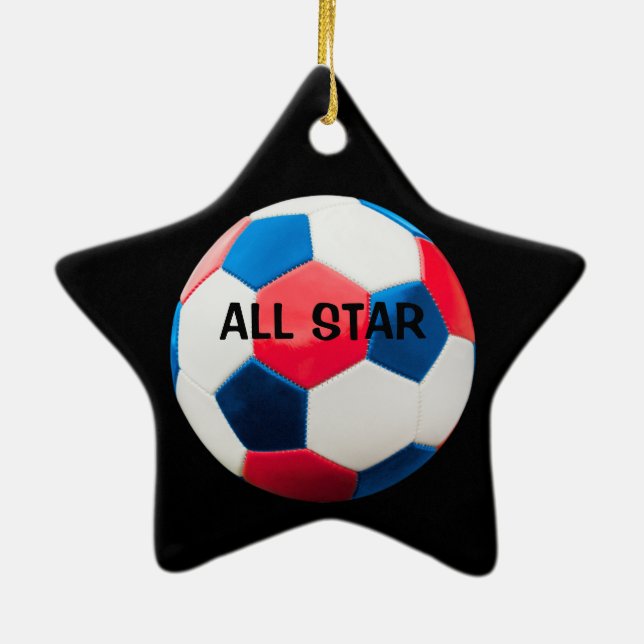 All Star Soccer Star Ceramic Ornament (Back)