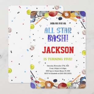 All Star Sport Birthday Invitations