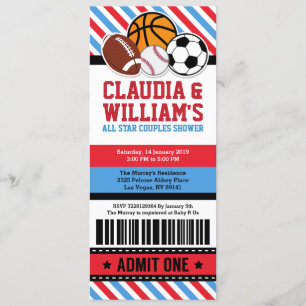 All Star Sport Couples Baby Shower Invitation