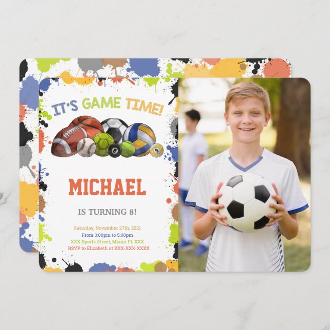 All Star Sport Photo Invitations (Front/Back)
