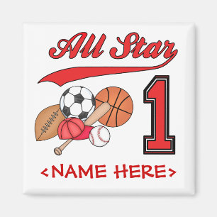 All Star Sports 1st Birthday Magnet