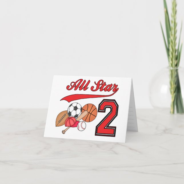 All Star Sports 2nd Birthday Fill-In Invitations (Front)