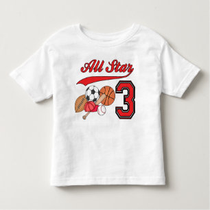 All Star Sports 3rd Birthday Toddler T-Shirt