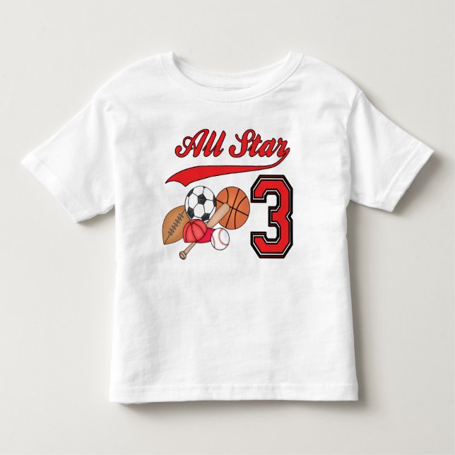 All Star Sports 3rd Birthday Toddler T-Shirt (Front)
