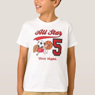 All Star Sports 5th Birthday Personalised T-Shirt