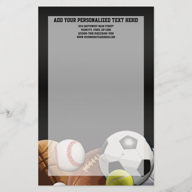 All Star Sports Balls w/ Brick Wall Stationery (Front)