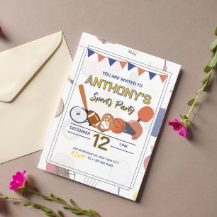 All-Star Sports Birthday Bash Invitation