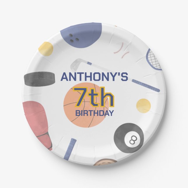 All-Star Sports Birthday Paper Plate (Front)