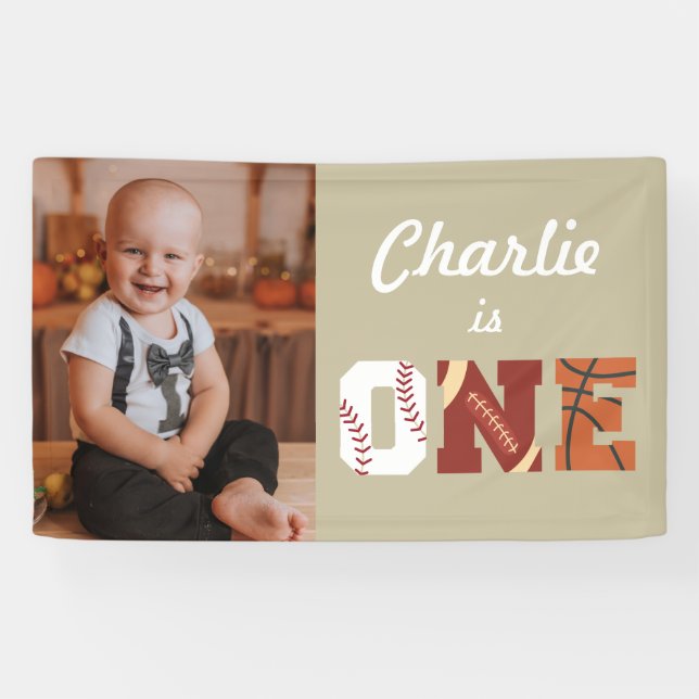 All-Star Sports First Birthday Photo Banner (Horizontal)