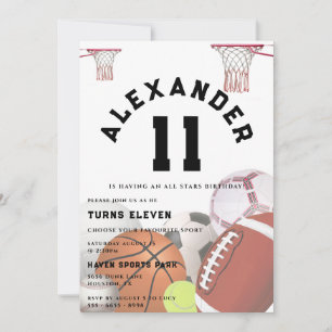 All Stars Kids Birthday Party Invitation