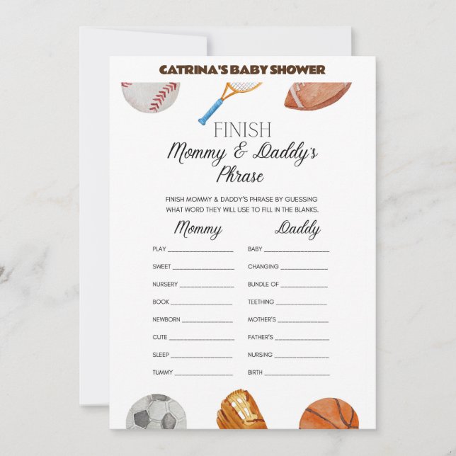 All Stars Sports Baby Shower - Editable Name, 5x7 Invitation (Front)