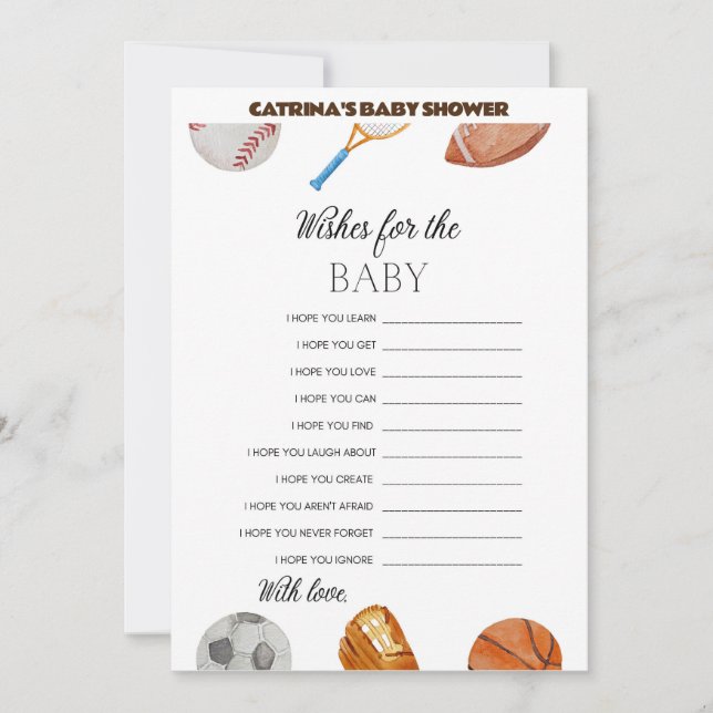 All Stars Sports Baby Shower - Editable Name, 5x7 Invitation (Front)