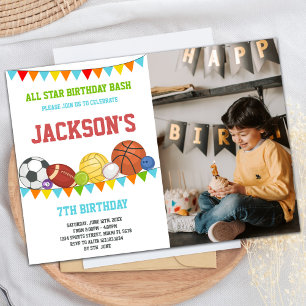 All Stars Sports Party Birthday Invitations photo