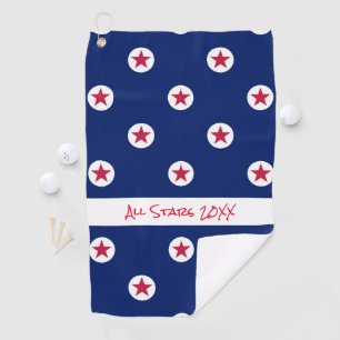 ALL STARS Sports Team YEAR Red White Blue Fun Golf Towel
