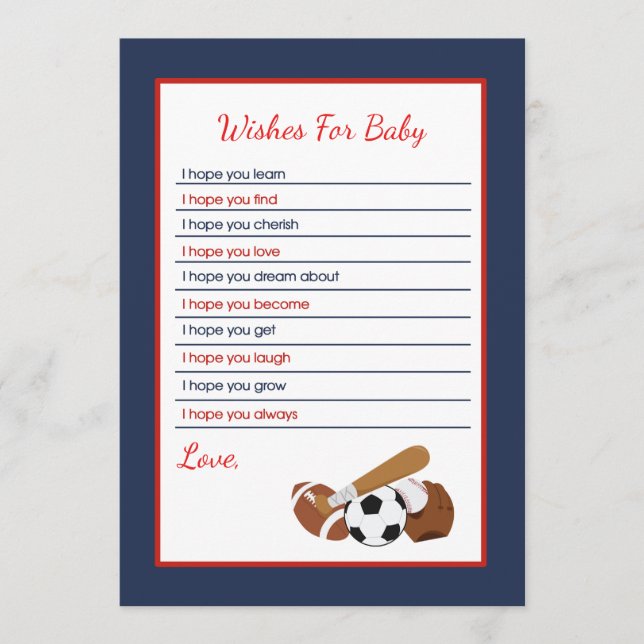 All Stars Sports Wishes for Baby Advice Card (Front)