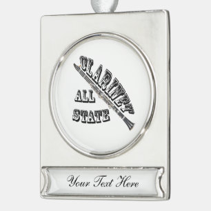 “All STATE”, Clarinet, Necklace, jewellery, gi Silver Plated Banner Ornament